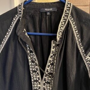 Madewell Black Jacket with White Embroidery